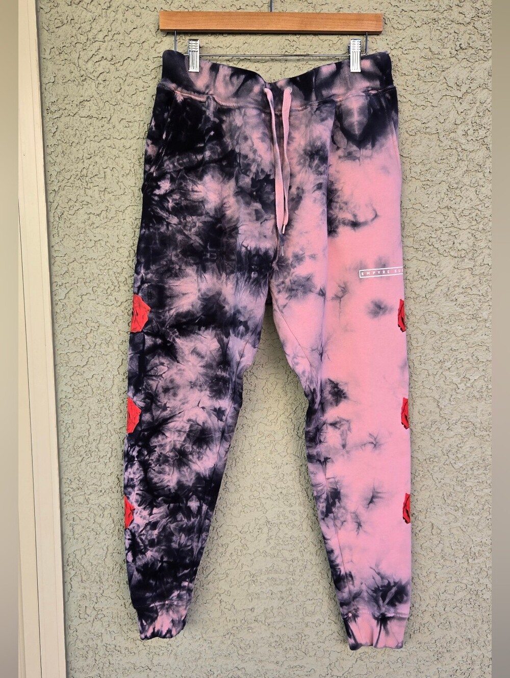 Empyre Tie-Dye Roses Pink & Black Jogger Pants